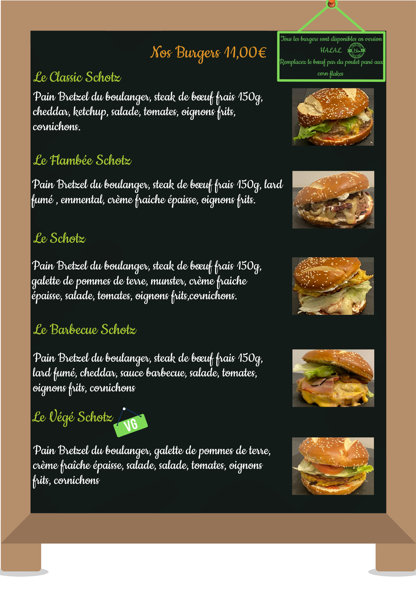 Carte des burgers Carte des burgers