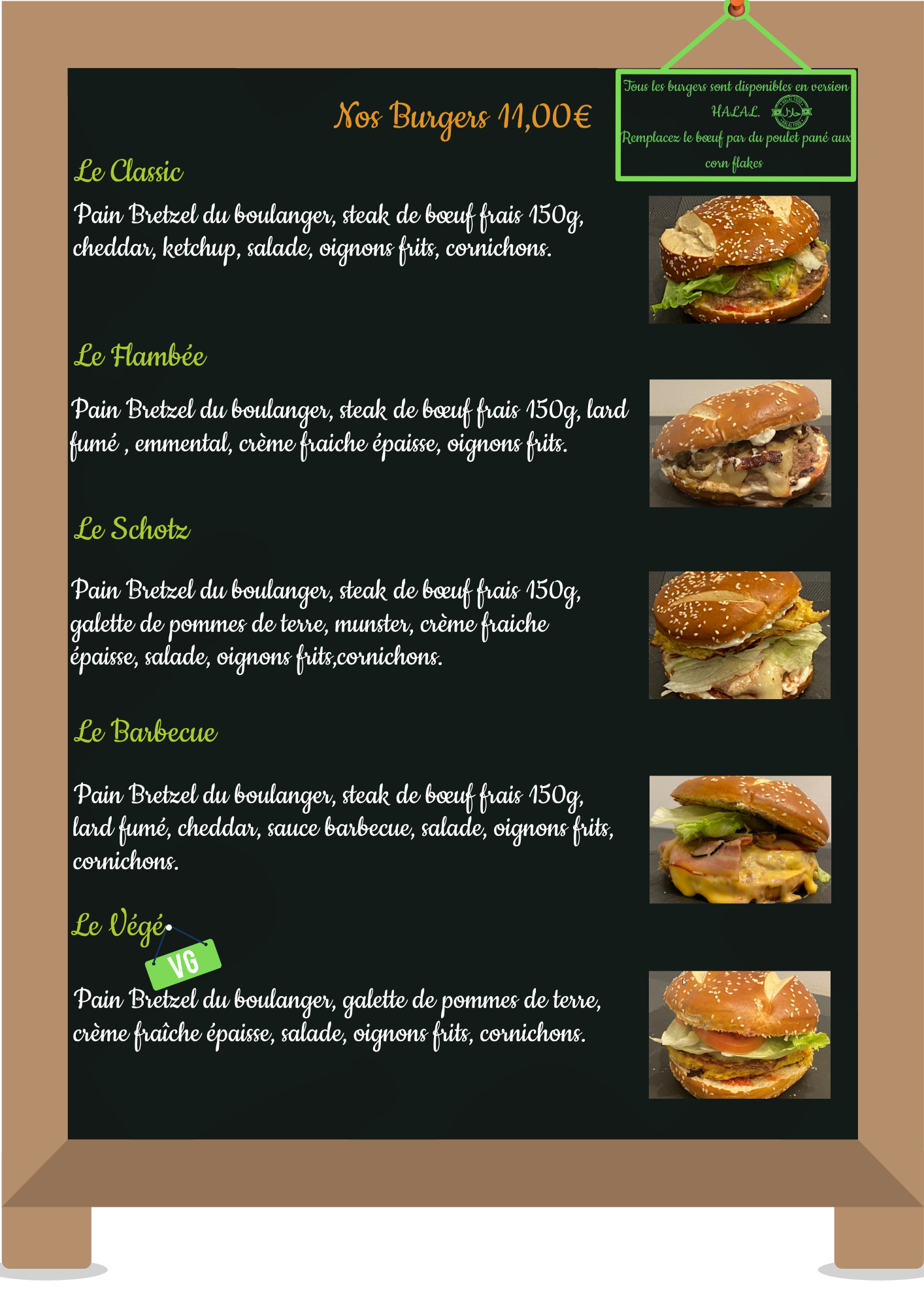 Carte des burgers